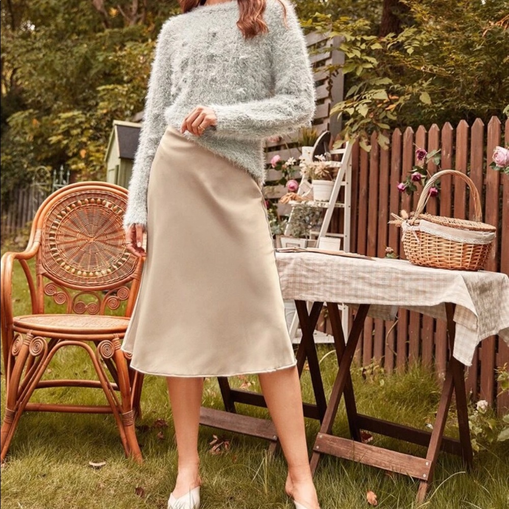 Solid Satin Skirt